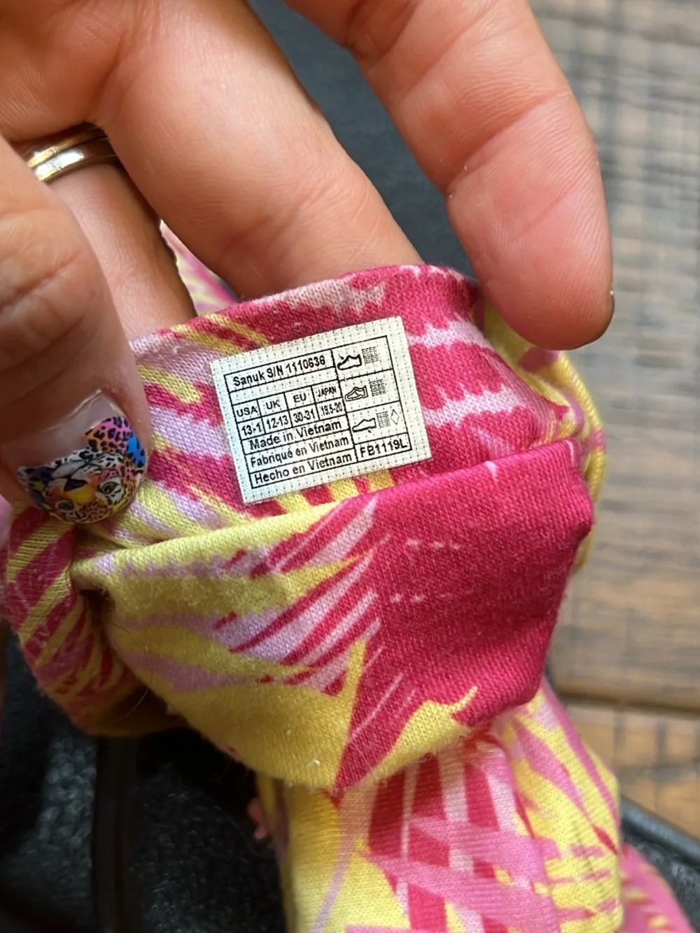 Sanuk yellow & pink tropical sandals